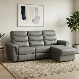 リビングをスマートに効率化。電動リクライニング、ドリンクホルダー、座面下収納の全てがこの一台に！理想の角度が自由自在。静音・無段階リクライニング◎リビングを特等席に変える、収納できるセンターテーブル付き！摩擦に強いエアレザー仕様◎