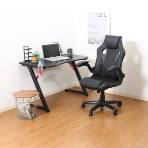 シンプルゲーミングチェア！通気性の良いパンチングPUレザー！レバー1つで簡単昇降◎