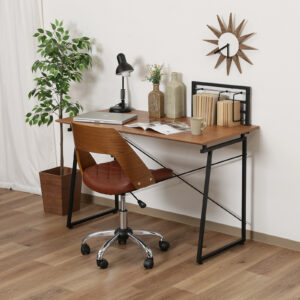 本棚付きで扱いやすいデスク！可動式の本棚は天板のどこにでも付けられるので自分好みにレイアウト可能◎広めの天板で勉強や作業がしやすい